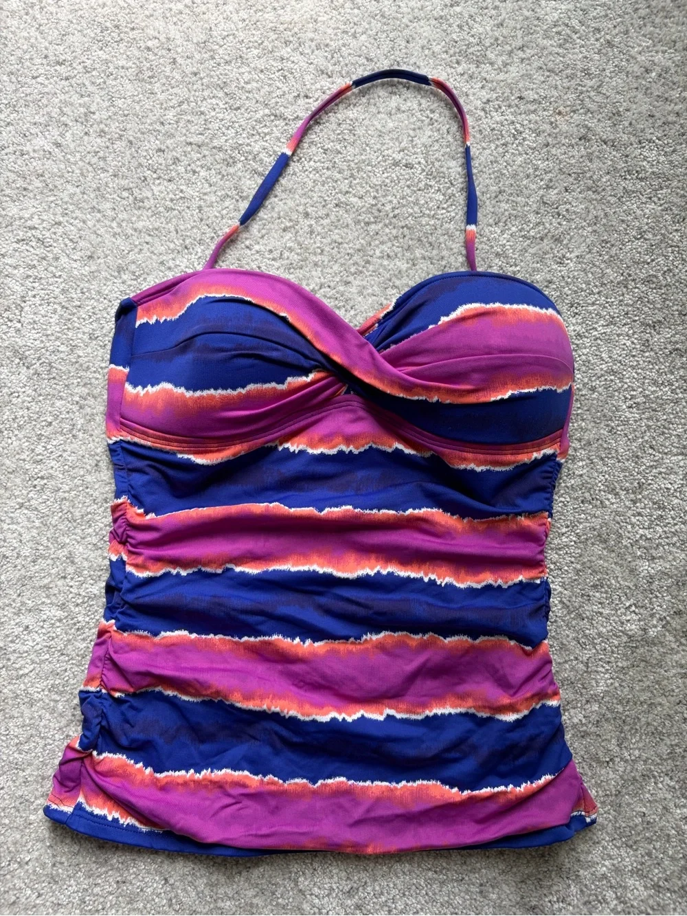 Tommy Bahama Women’s One-Piece Swimsuit in Purple & Blue —  Ruched Tankini